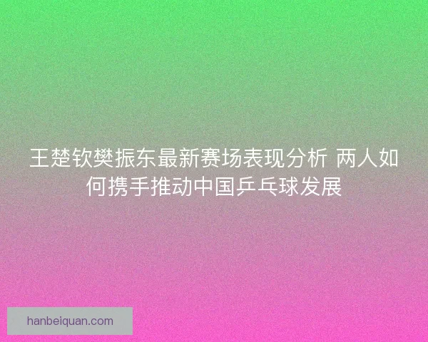 王楚钦樊振东最新赛场表现分析 两人如何携手推动中国乒乓球发展 王楚钦樊振东最新赛场表现分析 两人如何携手推动中国乒乓球发展