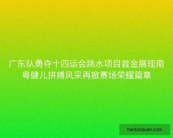 广东队勇夺十四运会跳水项目首金展现南粤健儿拼搏风采再掀赛场荣耀篇章