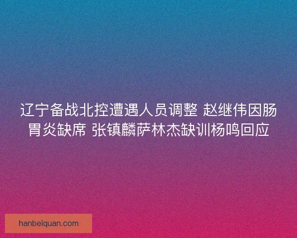 辽宁备战北控遭遇人员调整 赵继伟因肠胃炎缺席 张镇麟萨林杰缺训杨鸣回应
