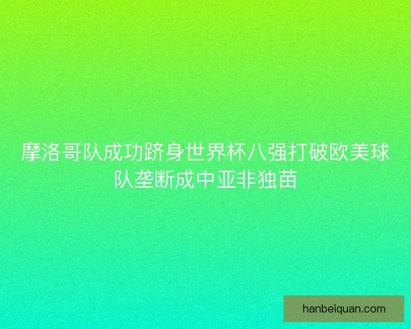摩洛哥队成功跻身世界杯八强打破欧美球队垄断成中亚非独苗