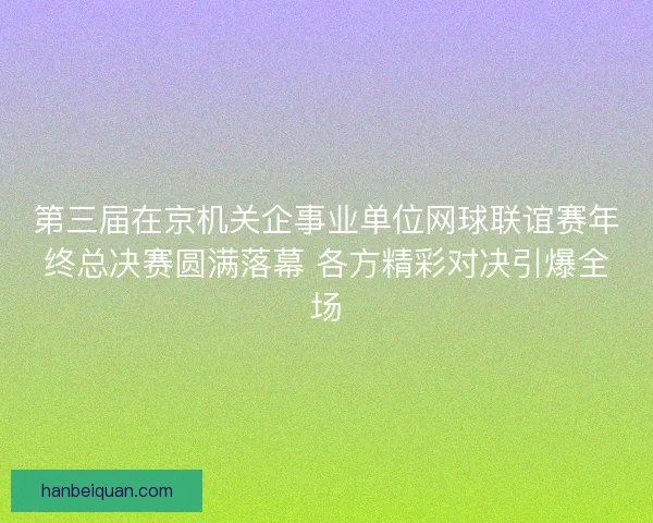 第三届在京机关企事业单位网球联谊赛年终总决赛圆满落幕 各方精彩对决引爆全场